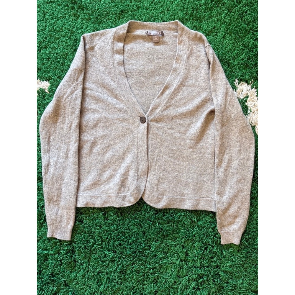 Charter Club Cardigan Womens Size M Gray Excellent 100% Cashmere V-Neck Sweater